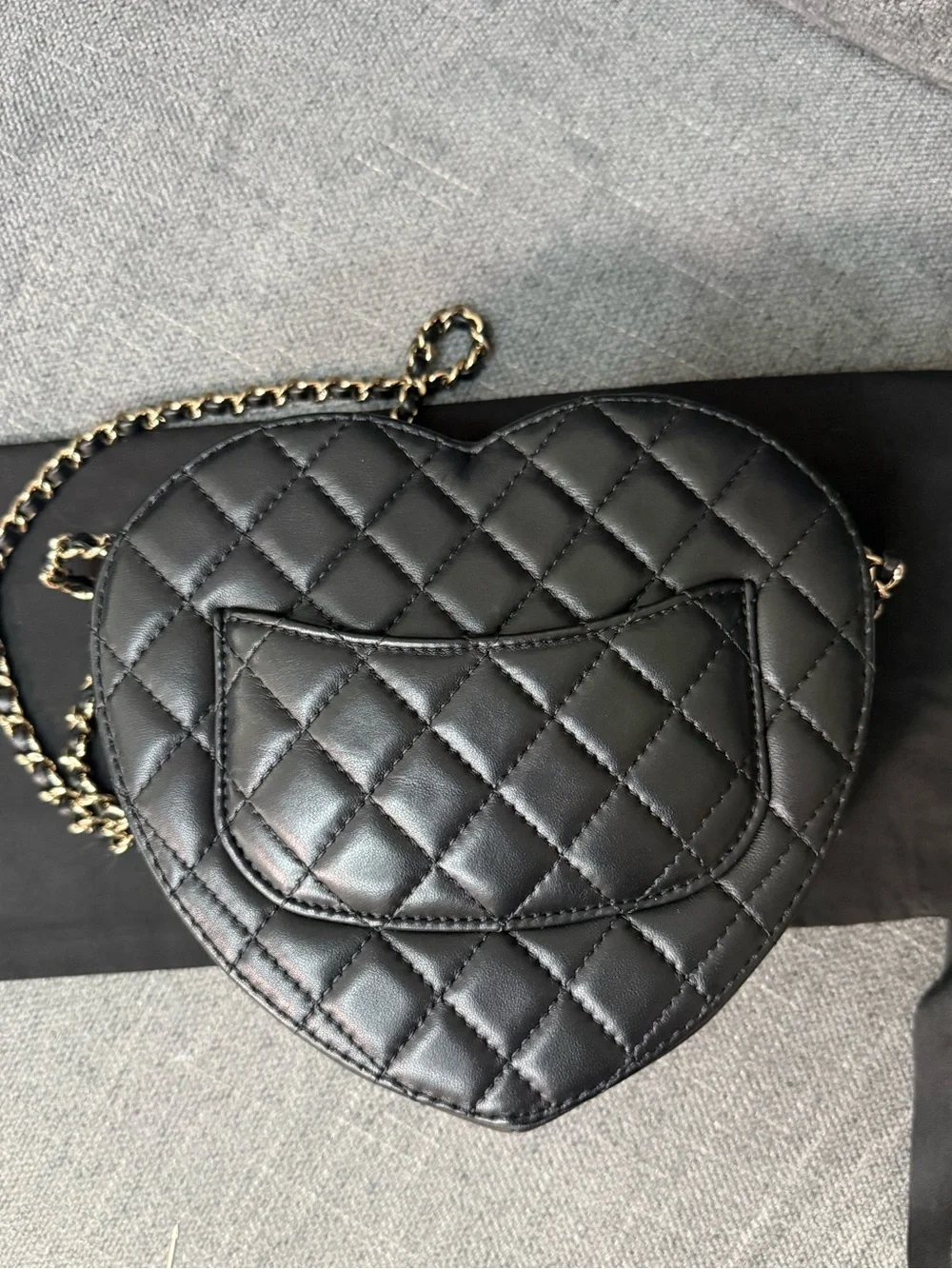 CHANEL CC in LOVE heart flap bag lambskin leather